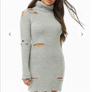 Forever 21 Distressed Ribbed Dress